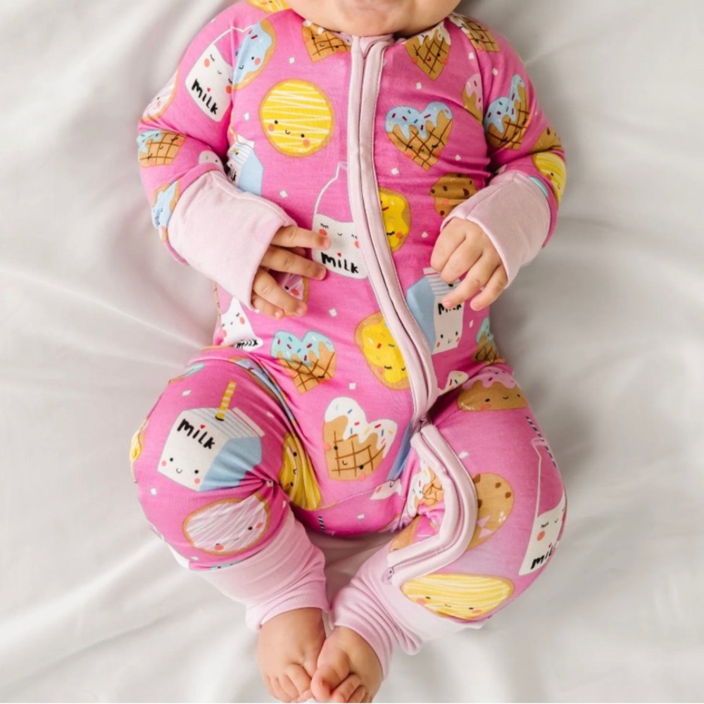 Little Sleepies 3-6 month Pink Milk and Cookies Zippy